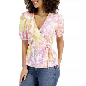 Charter Club Puff Sleeve Wrap Blouse